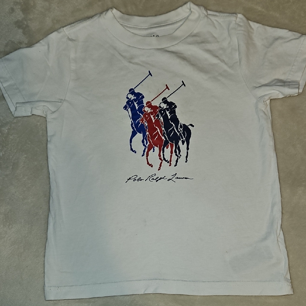Ralph Lauren White Tee with Polo Player Graphic Toddler